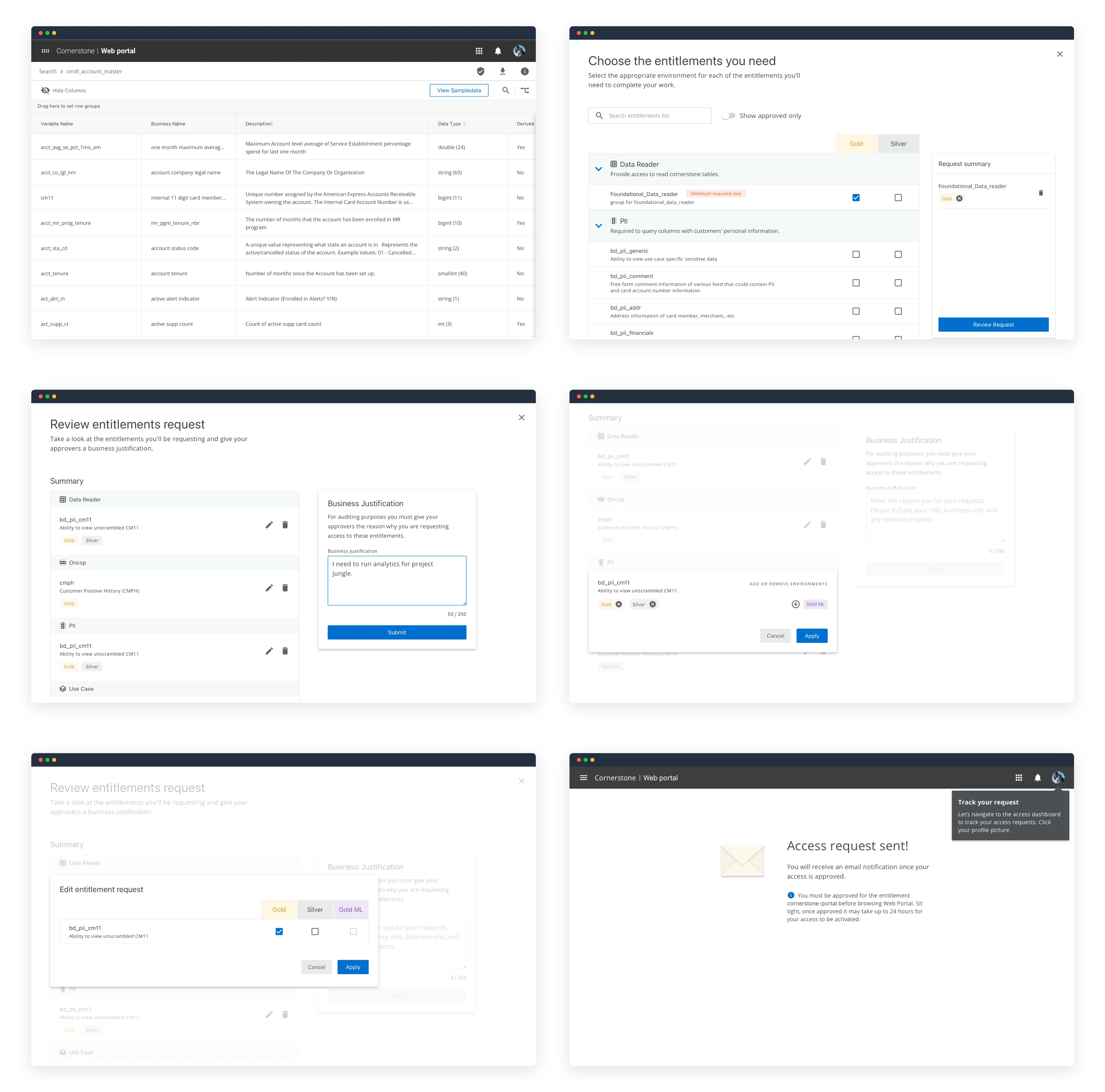 Guided new request — choose an entitlement type, scope it, and route it to the right approver
